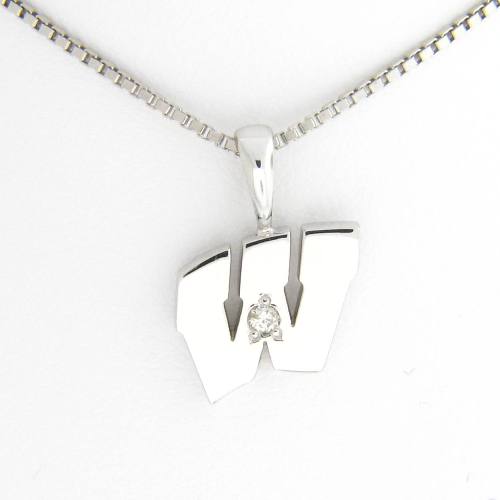 UW Motion "W" Platinum Pendant - Small with Diamond