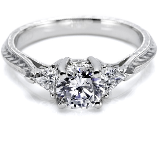 Tacori Hand Engraved Platinum Engagement Ring HT2227