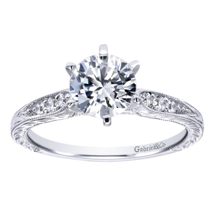 Gabriel 14 Karat Victorian Engagement Ring ER11827R4W44JJ | TQ Diamonds