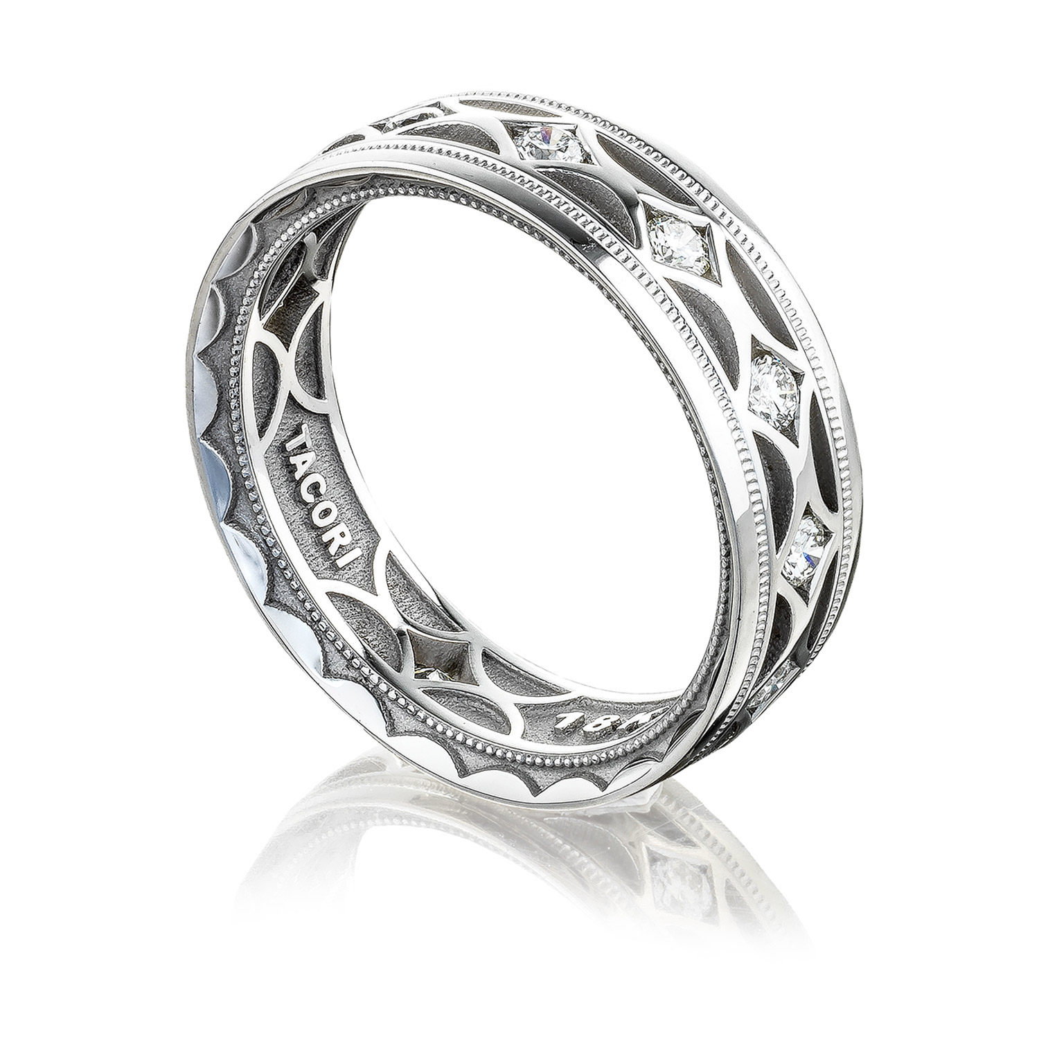 126-7WD Platinum Tacori Sculpted Crescent Wedding Ring Alternative View 2