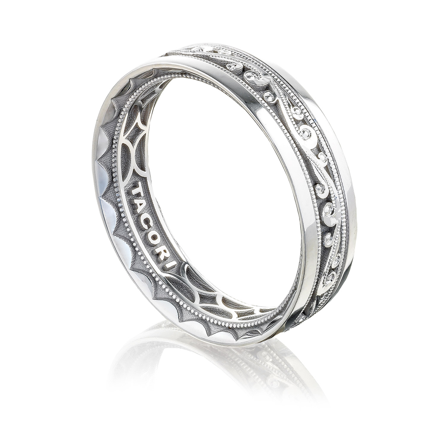 129-6W Platinum Tacori Sculpted Crescent Wedding Ring