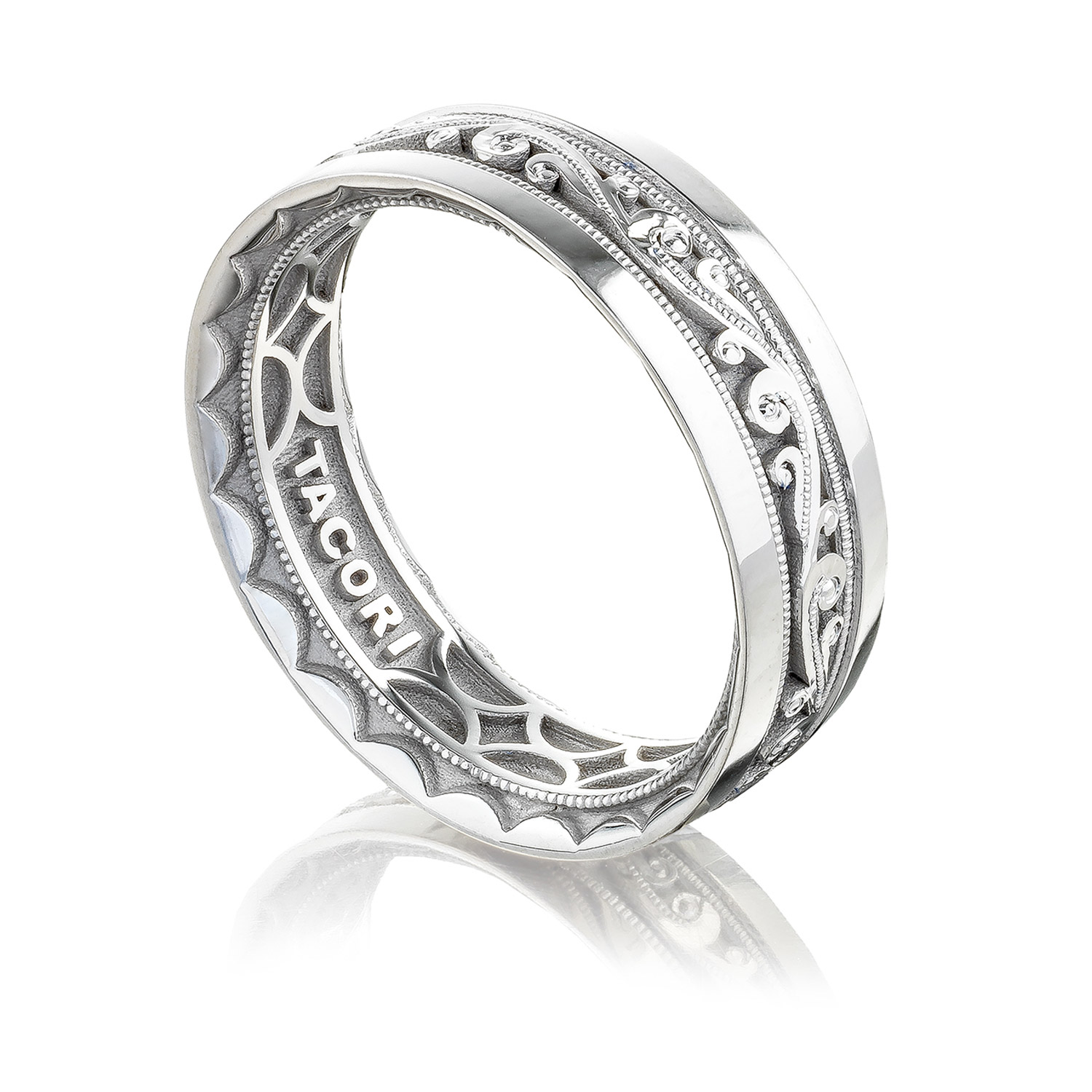 129-7W Platinum Tacori Sculpted Crescent Wedding Ring Alternative View 2