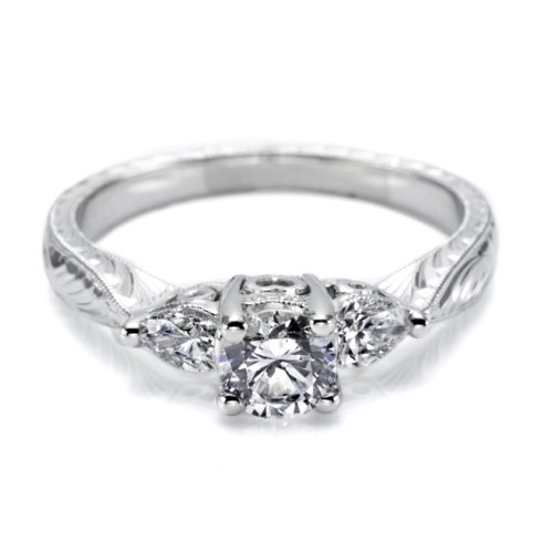 Tacori Platinum Hand Engraved Engagement Ring HT2206