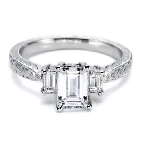 Tacori 18 Karat Hand Engraved Engagement Ring HT2199