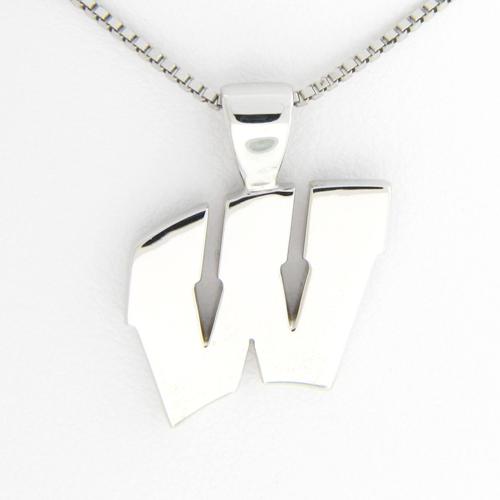 University of Wisconsin Motion "W" 14 Kt White Gold Pendant Lg