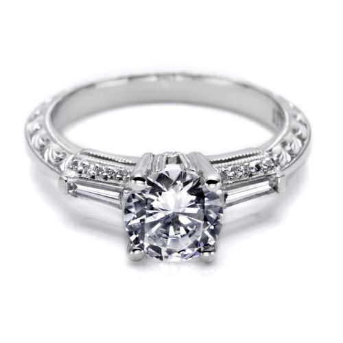 Tacori Hand Engraved Platinum Engagement Ring HT2350
