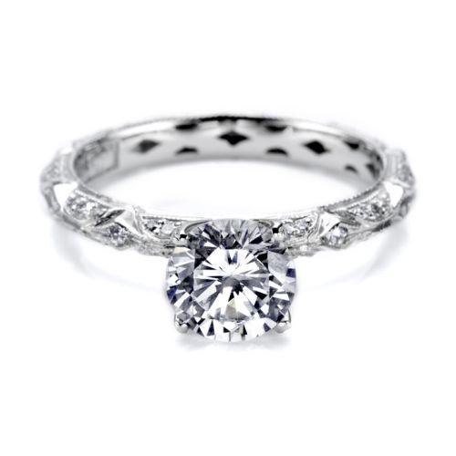 Tacori Hand Engraved Platinum Engagement Ring HT2378