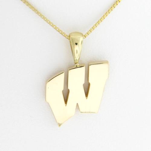 University of Wisconsin Motion "W" 14 Kt Yellow Gold Pendant Med