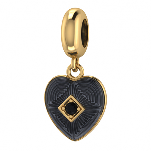 JLo Collection Endless Jewelry Black Big Heart 18k Gold Plated Charm 3875-1
