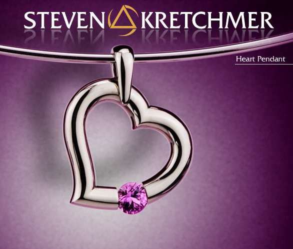 Kretchmer 18 Karat Heart Shape Tension Set Pendant Alternative View 1