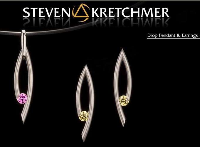 Kretchmer Platinum Drop Tension Set Pendant Alternative View 1
