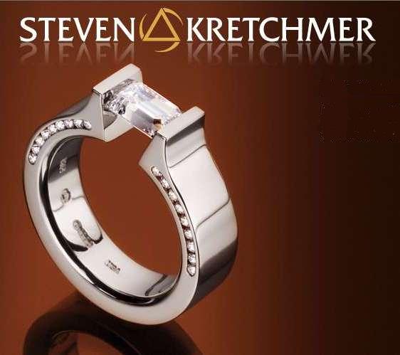 Kretchmer 18 Karat Hard Omega Half Channel Tension Set Ring