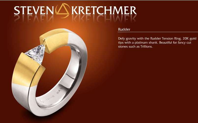 Kretchmer 18 Karat Rudder Tension Set Ring Alternative View 1