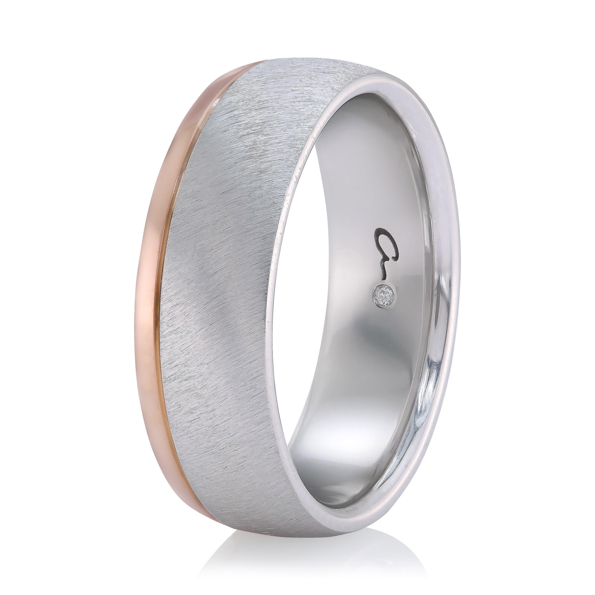 A Jaffe Classic Platinum Single Stripe Wedding Ring BB0195 Alternative View 1
