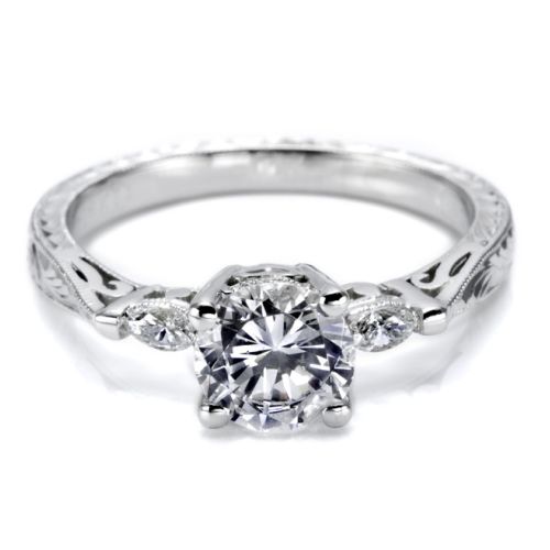 Tacori Platinum Hand Engraved Engagement Ring HT2198