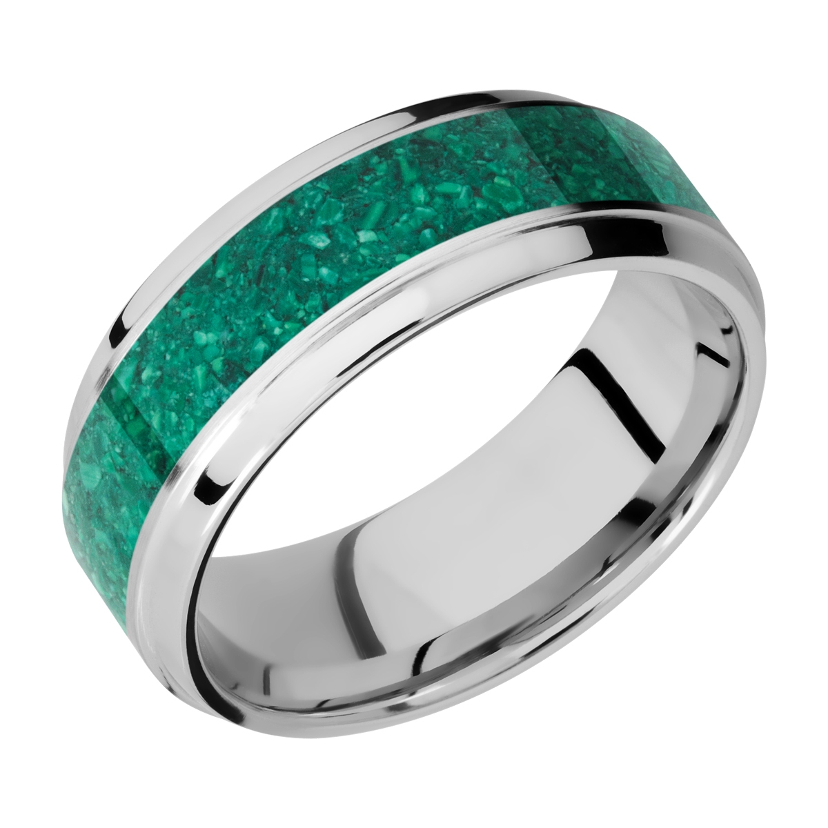 Lashbrook CC8B15(S)/MALACHITE Cobalt Chrome Wedding Ring or Band TQ