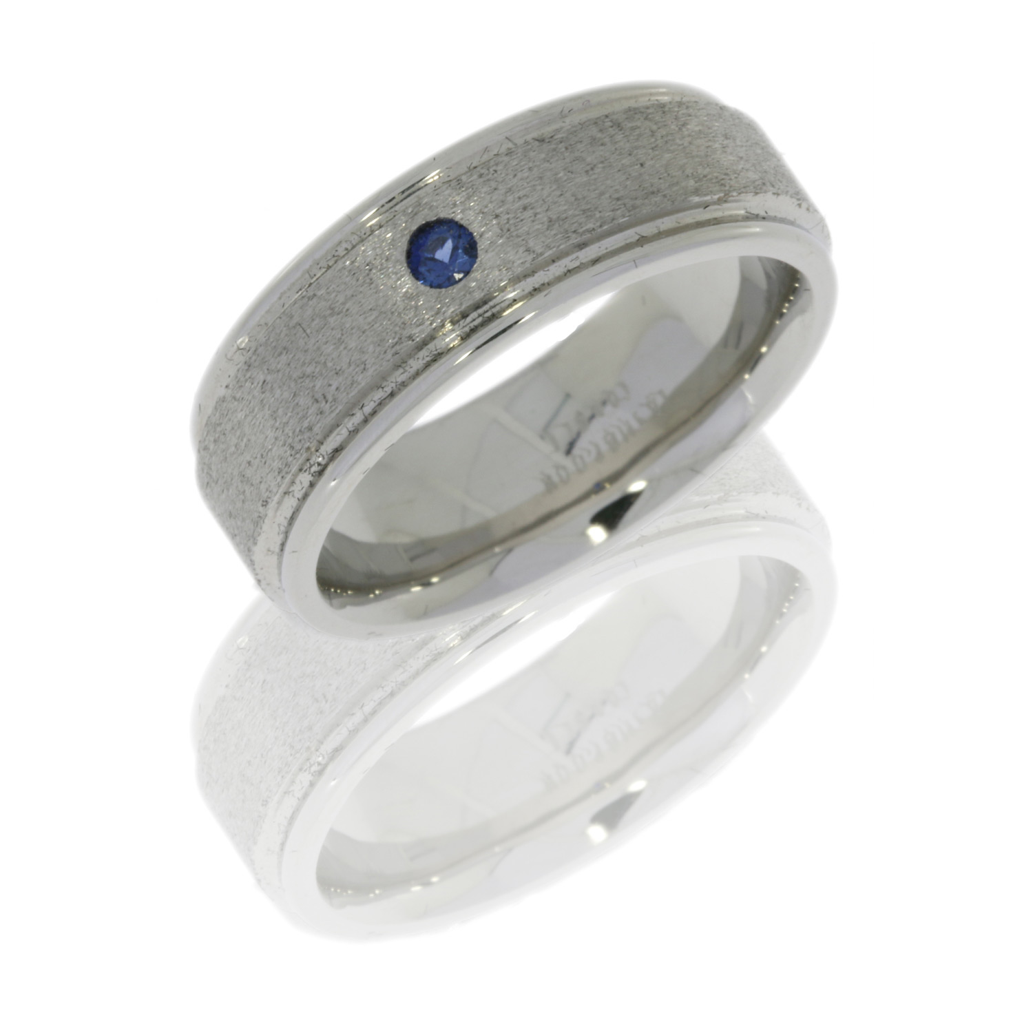 Lashbrook CC8REFSAPPH.07F STONE-POLISH Cobalt Chrome Wedding Ring or Band