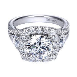 Gabriel Contemporary ER8328W83JJ 18 karat white gold engagement ring with diamond halo