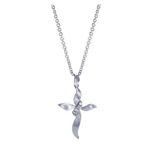 Gabriel Fashion Silver Faith Cross Necklace NK3280SV5JJ