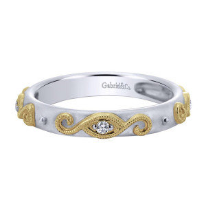 Gabriel Fashion 14 Karat Two-Tone Stackable Stackable Ladies' Ring LR5706M45JJ