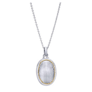 Gabriel Fashion Silver / 18 Karat Two-Tone Swing Locket Necklace NK2848MYJJJ