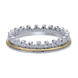 Gabriel Fashion Silver / 18 Karat Two-Tone Stackable Stackable Ladies' Ring LR5898-7MYJJJ