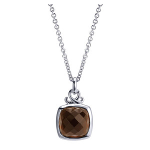 Gabriel Fashion Silver Color Solitaire Necklace NK3753SVJSQ