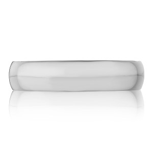 138-5W wedding band, top view of the smooth high polish domed outer surface