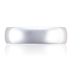Tacori wedding band 139-6WY top view of high polish white gold exterior with domed profile