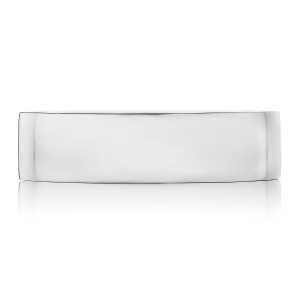 Tacori 140-6W white gold wedding band, straight-on profile view of the flat high polish outer surface