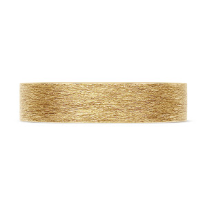 141-5YB yellow gold band, straight-on view of the crosshatch textured outer face