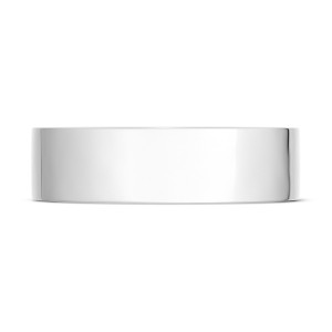 Tacori 140-6 Platinum flat wedding band, top view of the wide high polish outer surface
