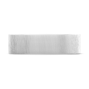 140-6S Platinum wedding band, top view of the wide flat outer surface with brushed satin finish