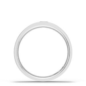 15035DLG Platinum wedding band, profile view through the ring showing flat wall and inner beading