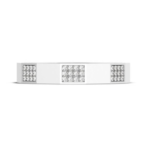 Tacori 1514DLG Platinum wedding band, straight on view of faceted panels with pave diamond squares