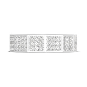Tacori 1526DLG Platinum wedding band, straight-on view of faceted panels filled with pave set round diamonds