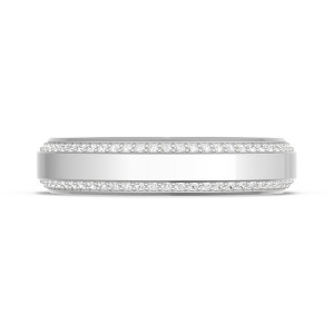 1545WDLG wedding band, top view of the polished center strip with diamond rows along both edges