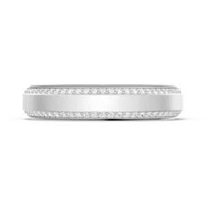 Tacori 1545DSLG Platinum wedding band, straight on view of brushed center with diamond edge rows