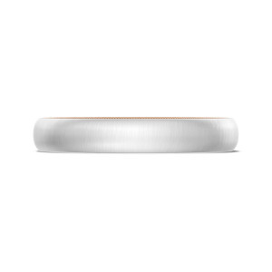 Tacori 15535WRSLG band top view of the brushed white gold dome with a rose gold edge line showing