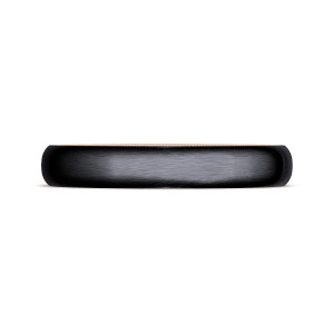 Tacori 1604BTRMLG band top view of the brushed black titanium dome with a rose gold rim line