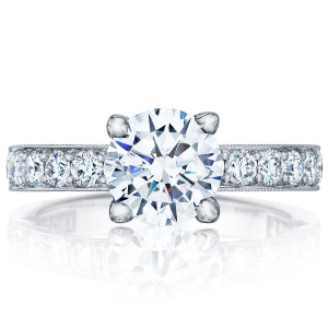41-3RD75 Platinum Tacori Sculpted Crescent Engagement Ring