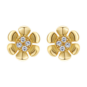 Gabriel Fashion 14 Karat Floral Stud Earrings EG12164Y45JJ