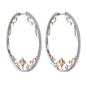 Gabriel Fashion 14 Karat Two-Tone Hoops Fancy Earrings EG12515T45JJ