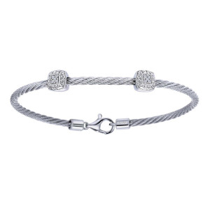 Gabriel Fashion Silver Two-Tone Hampton Stainless Steel Bangle Bracelet BG2805MX5JJ