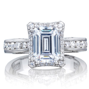 2646-35EC85X65 Platinum Tacori Dantela Engagement Ring