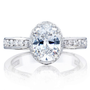 2646-3OV85X65 Platinum Tacori Dantela Engagement Ring