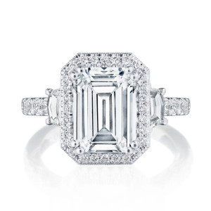 269322EC10X75 Platinum Tacori Dantela 3 Stone Engagement Ring