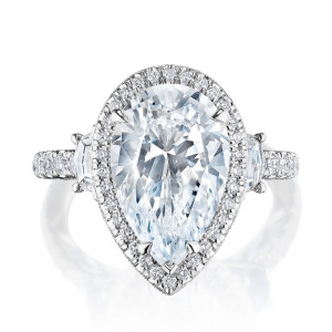 269322PS14X9 Platinum Tacori Dantela 3 Stone Engagement Ring