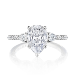 Tacori 269417PS10X7W 18 Karat Dantela 3 Stone Engagement Ring