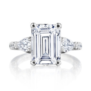269522EC11X8 Platinum Tacori Dantela 3 Stone Engagement Ring